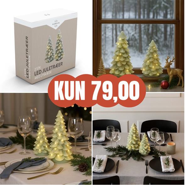 2- Pak LED Juletræer med lyskæde